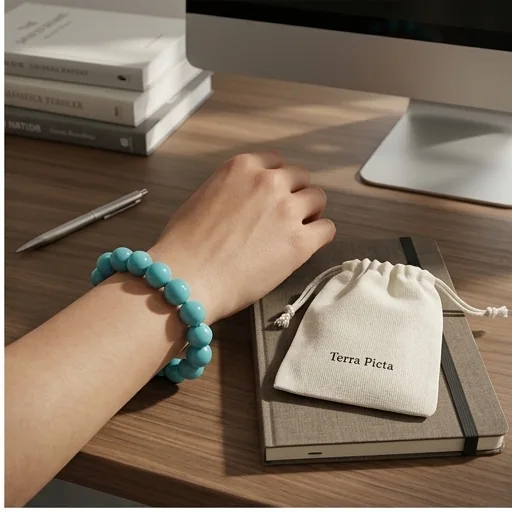 Turquoise bracelet flat lay