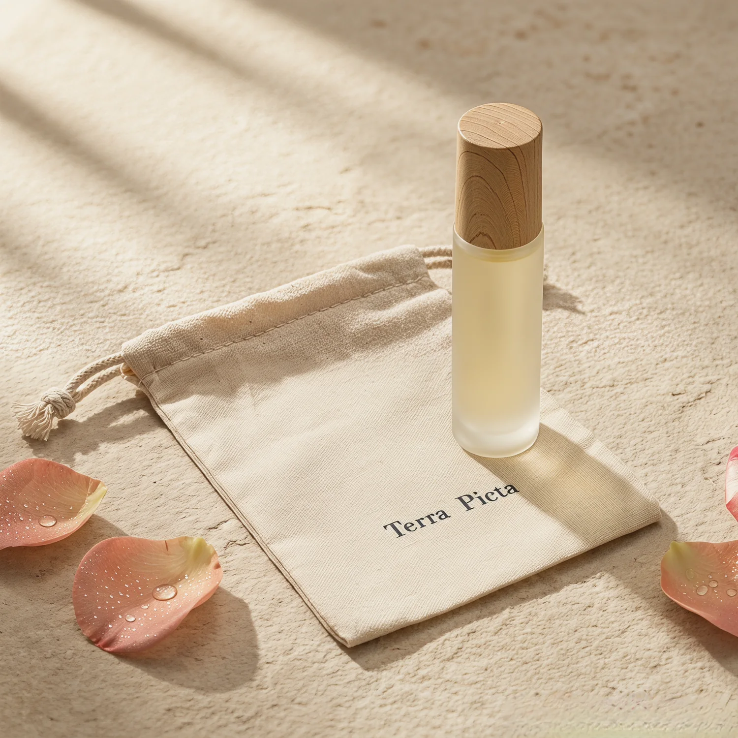 Terra Picta perfume oil with pouch and petals