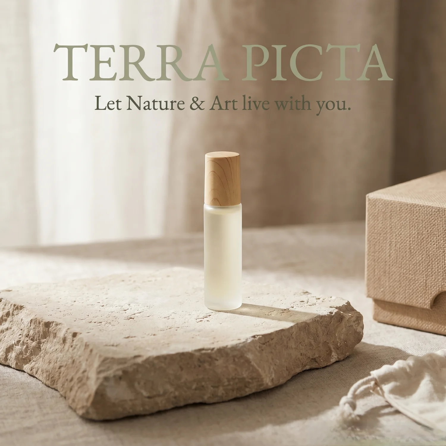 Perfume oil and box studio scene