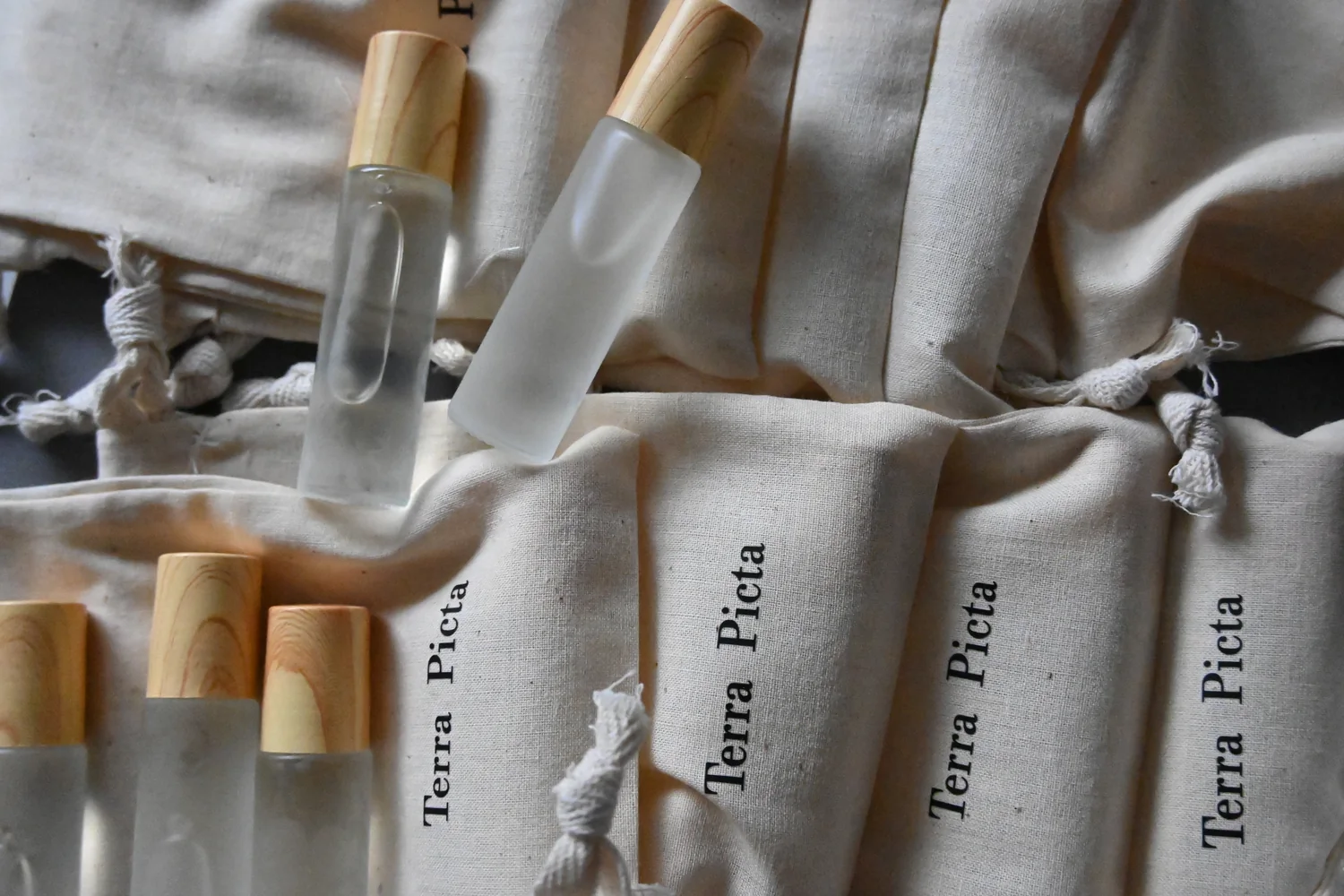 Real photo of perfume oils and pouches