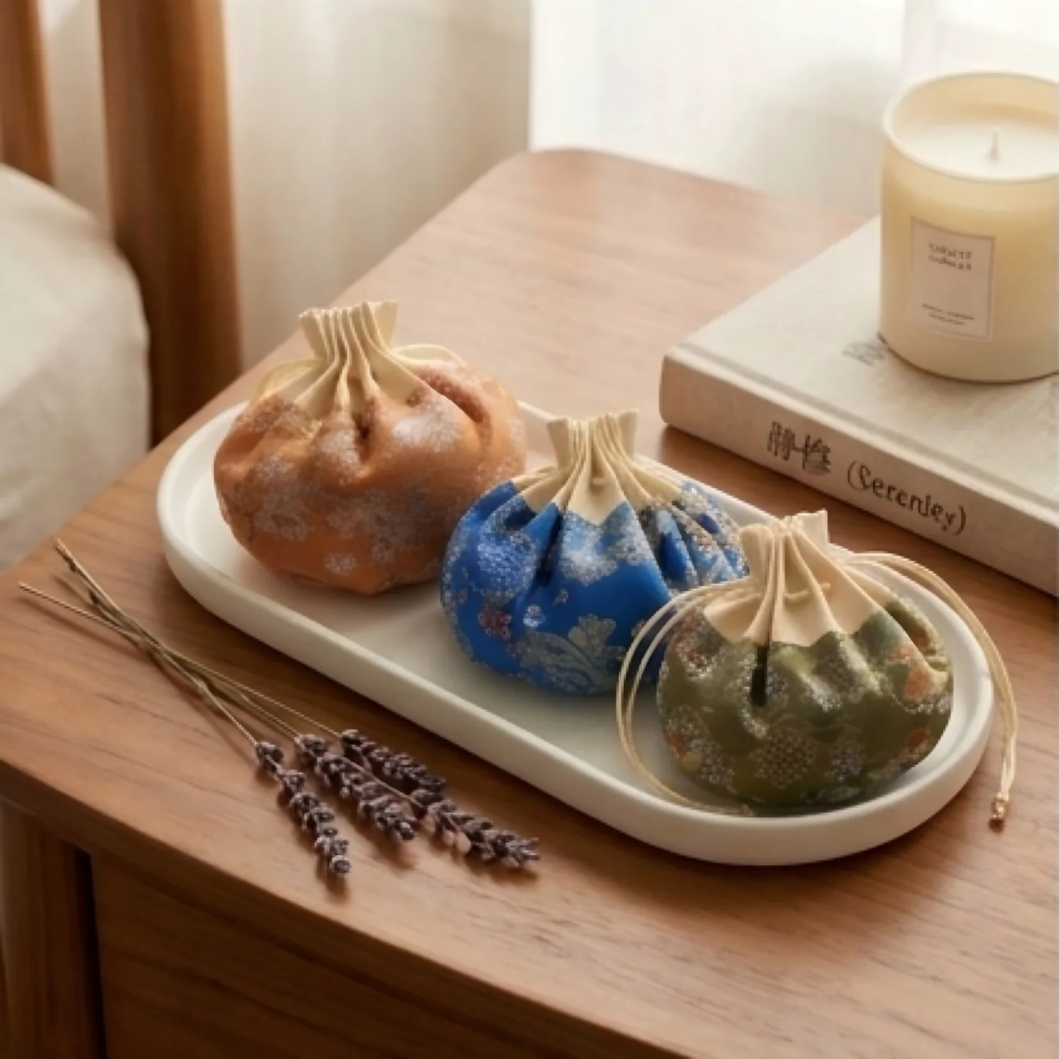 Three Terra Picta sachets on a tray